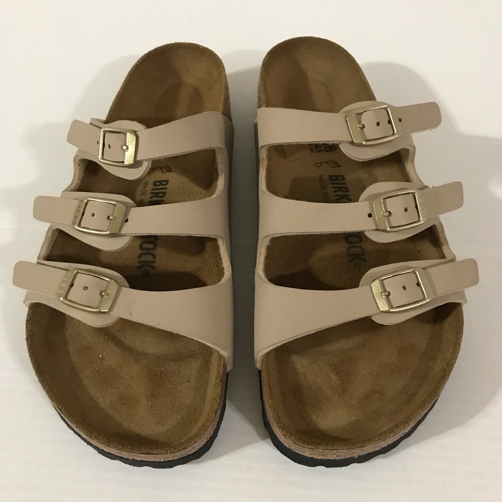 Birkenstock Three-Strap Sandal in Taupe Size 38